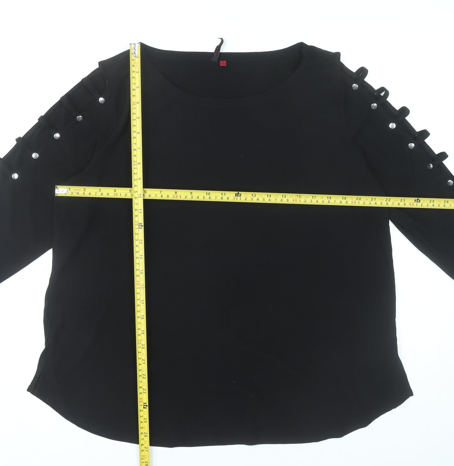 Love Scarlett Womens Black Studded Blouse Top XL 3/4 Sleeve Tunic