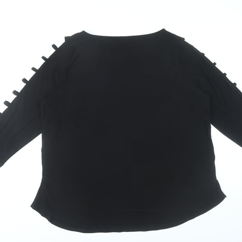 Love Scarlett Womens Black Studded Blouse Top XL 3/4 Sleeve Tunic