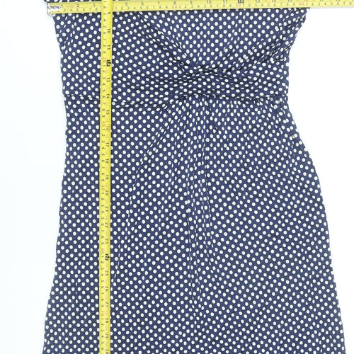 Mauvette Women Blue Polka Dot Viscose Knee Length Dress Size 12