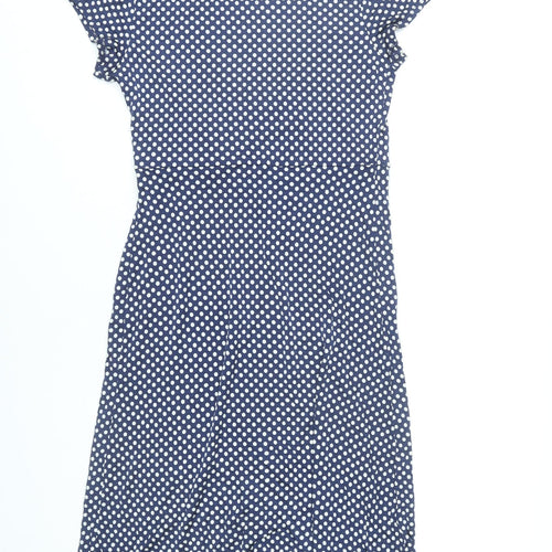 Mauvette Women Blue Polka Dot Viscose Knee Length Dress Size 12