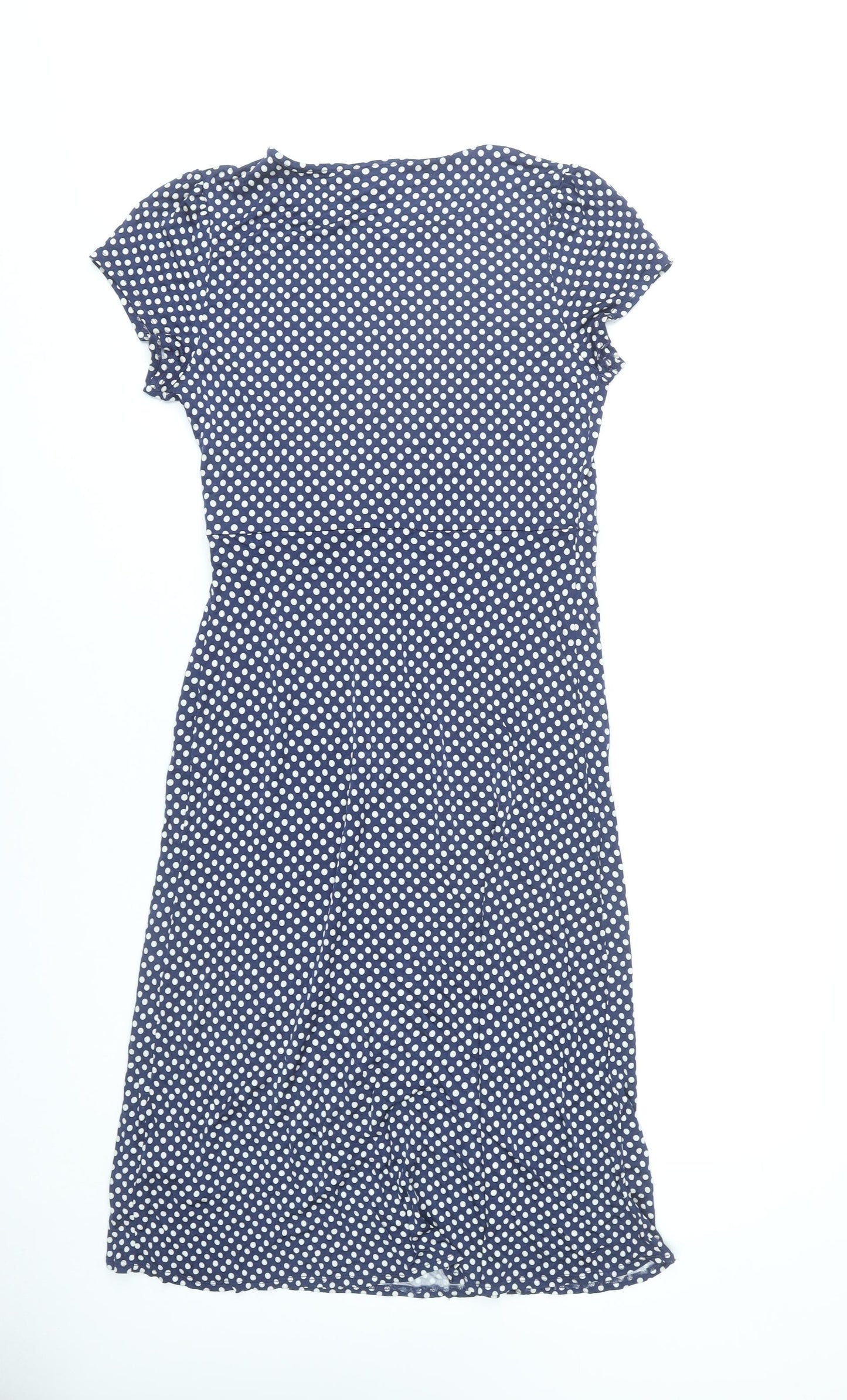 Mauvette Women Blue Polka Dot Viscose Knee Length Dress Size 12