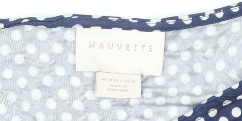 Mauvette Women Blue Polka Dot Viscose Knee Length Dress Size 12