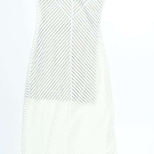 X:S Women White Striped Mesh Midi Slip Dress XS Summer