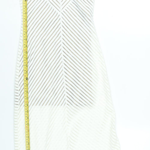 X:S Women White Striped Mesh Midi Slip Dress XS Summer