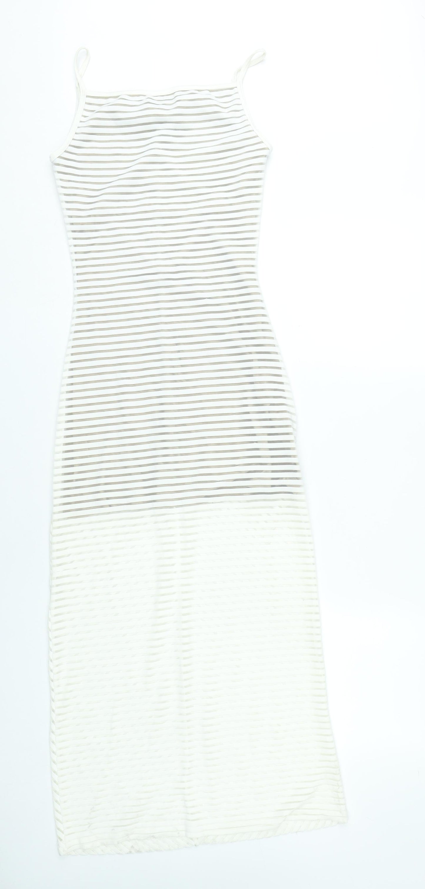 X:S Women White Striped Mesh Midi Slip Dress XS Summer