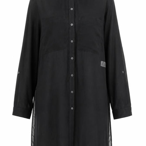 Marks and Spencer Women Black Size 14 Long Shirt Dress Polyester