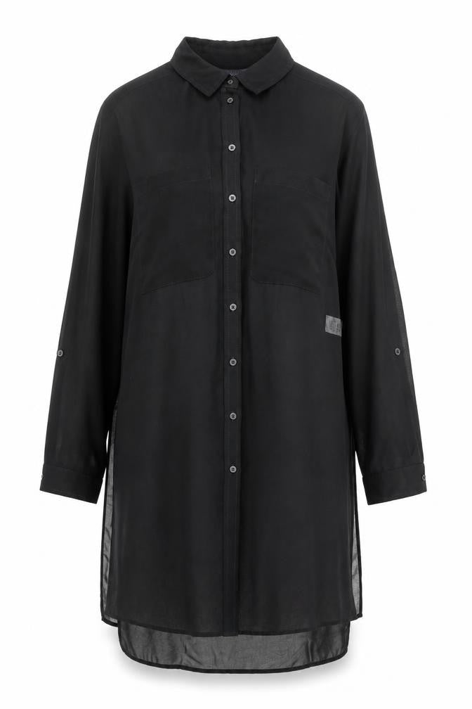 Marks and Spencer Women Black Size 14 Long Shirt Dress Polyester
