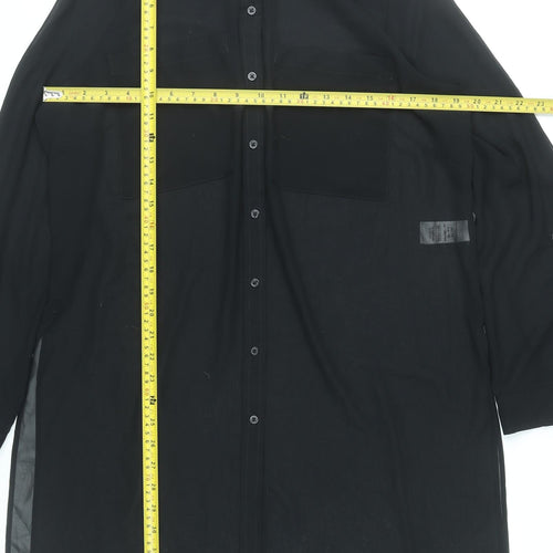 Marks and Spencer Women Black Size 14 Long Shirt Dress Polyester