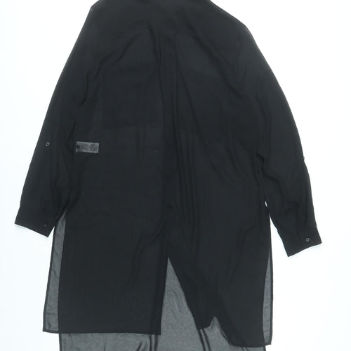 Marks and Spencer Women Black Size 14 Long Shirt Dress Polyester