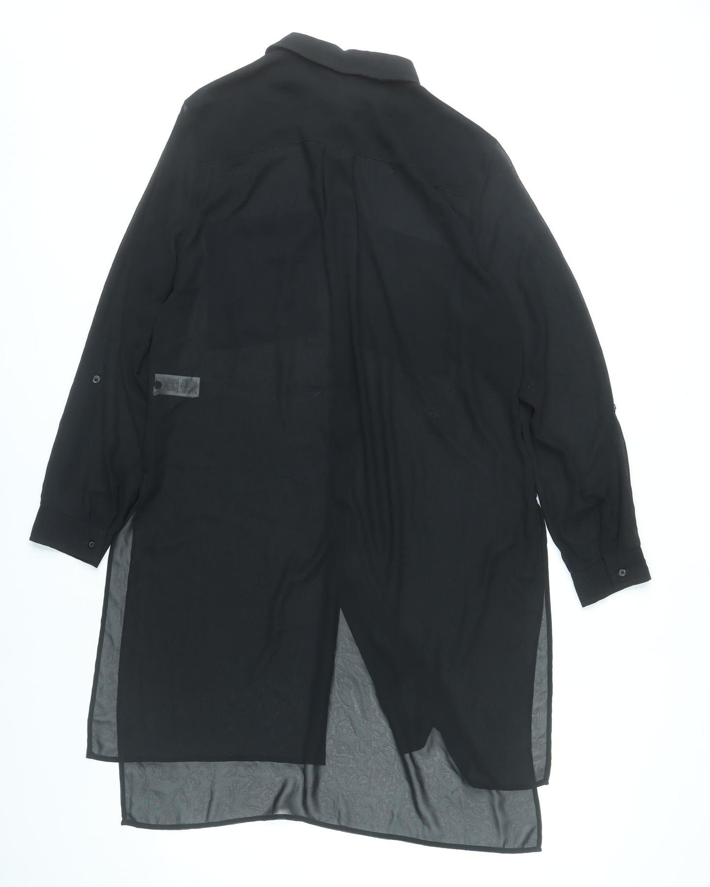 Marks and Spencer Women Black Size 14 Long Shirt Dress Polyester
