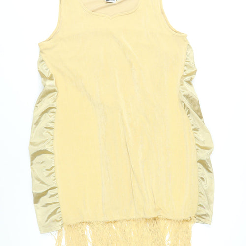 Together Women’s Beige Size 18 Sheath Sleeveless Fringe Party Dress