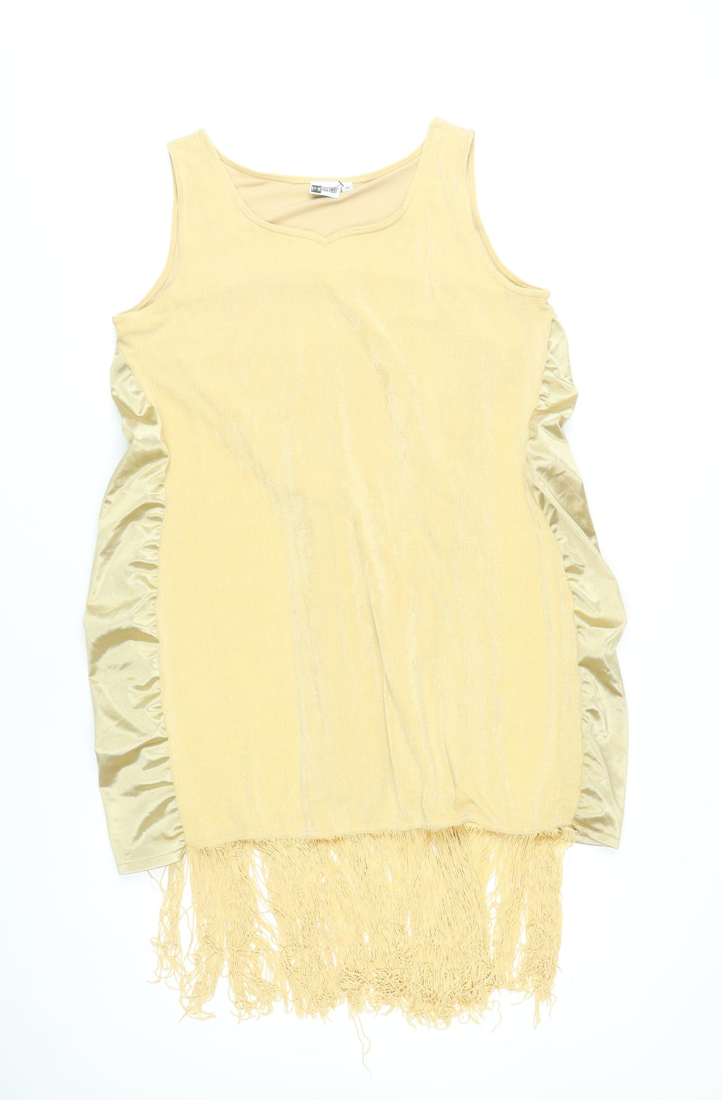 Together Women’s Beige Size 18 Sheath Sleeveless Fringe Party Dress