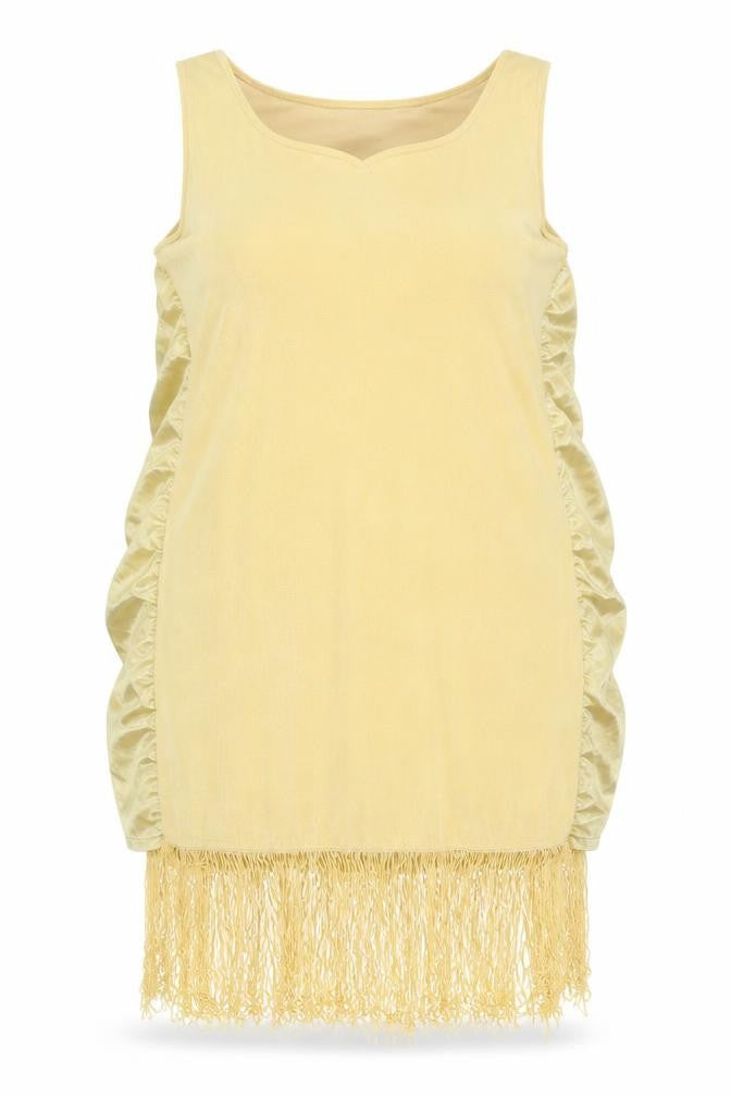 Together Women’s Beige Size 18 Sheath Sleeveless Fringe Party Dress