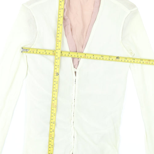 Gharani Strok Women Ivory Blouse Size 10 Long Sleeve Button Front