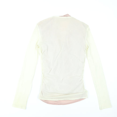 Gharani Strok Women Ivory Blouse Size 10 Long Sleeve Button Front