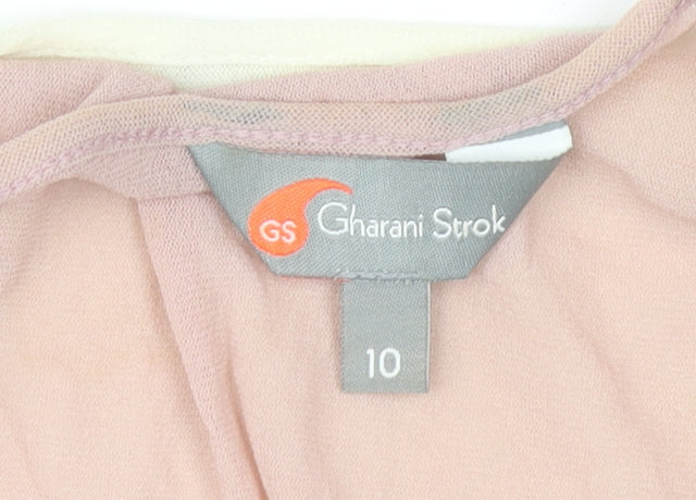 Gharani Strok Women Ivory Blouse Size 10 Long Sleeve Button Front