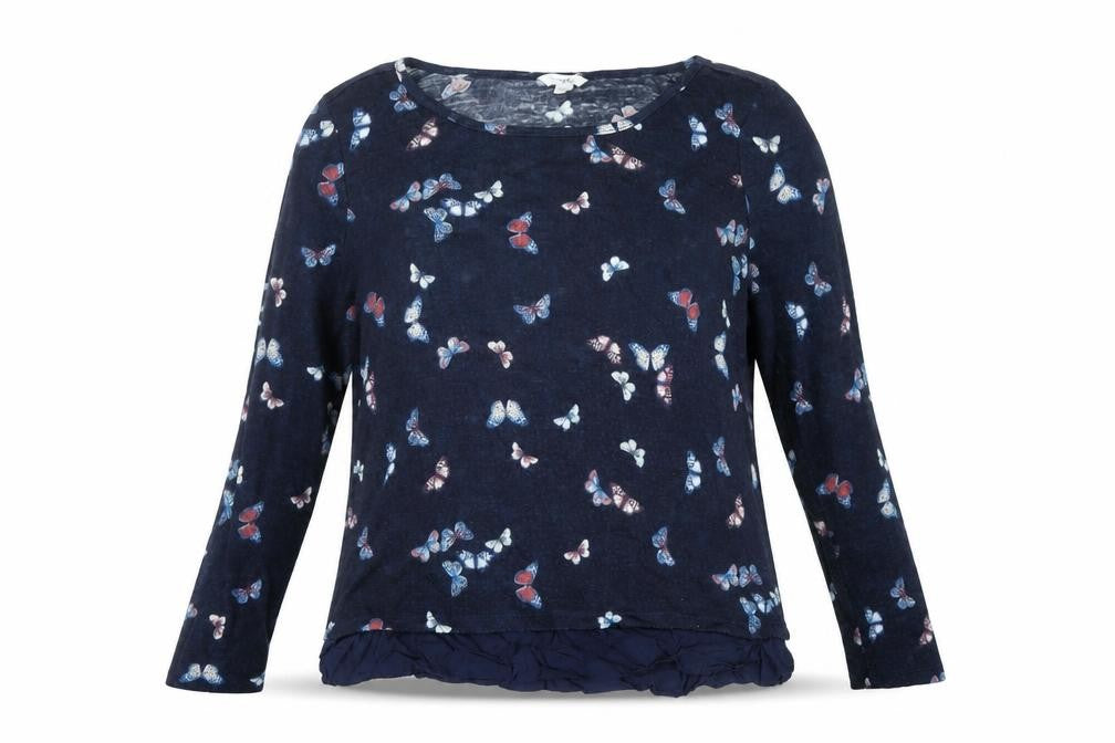Springfield Women’s Blue Butterfly Print Long Sleeve Tunic Blouse Size 10