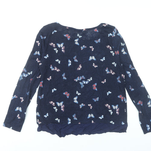 Springfield Women’s Blue Butterfly Print Long Sleeve Tunic Blouse Size 10