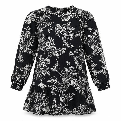 Marks and Spencer Womens Black Floral Shift Dress Size 6 Long Sleeve
