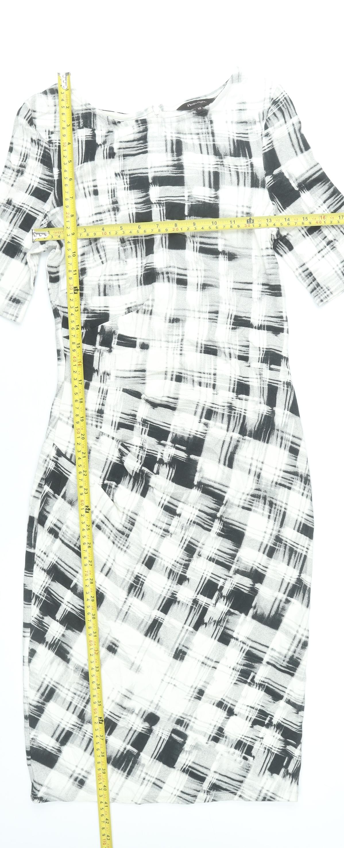 Phase Eight Women’s Black White Check Sheath Dress Size 10