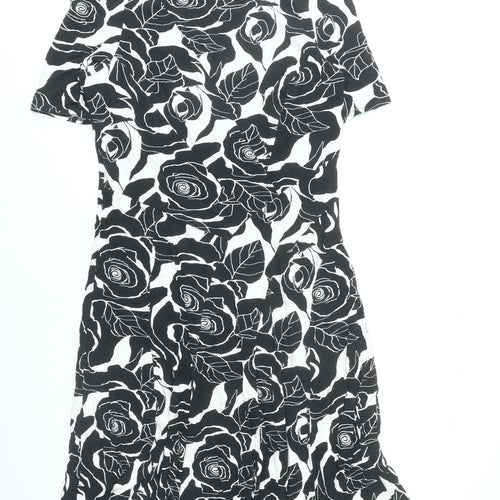 Marks and Spencer Women Black Floral Fit & Flare Dress UK 18