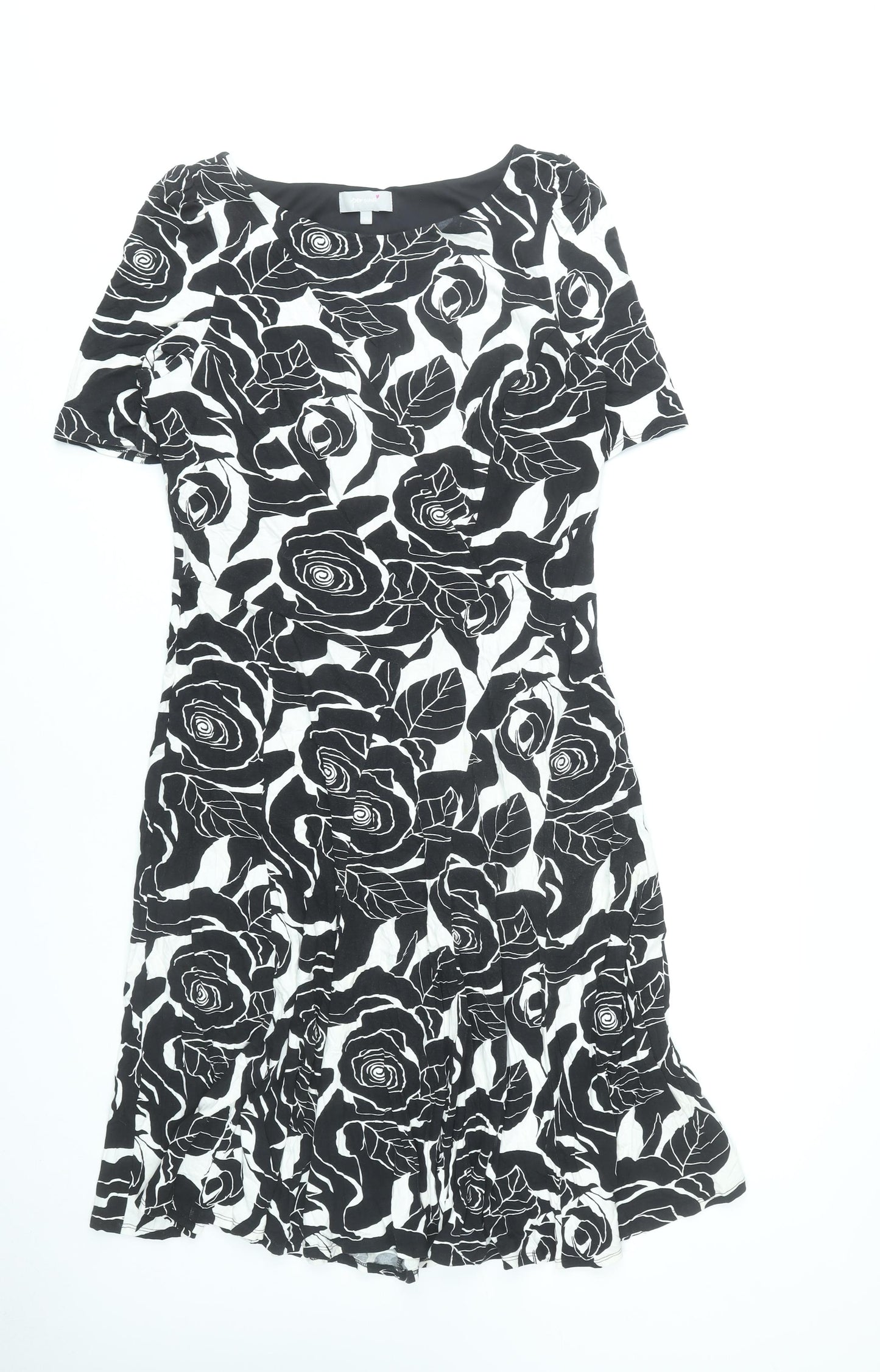 Marks and Spencer Women Black Floral Fit & Flare Dress UK 18