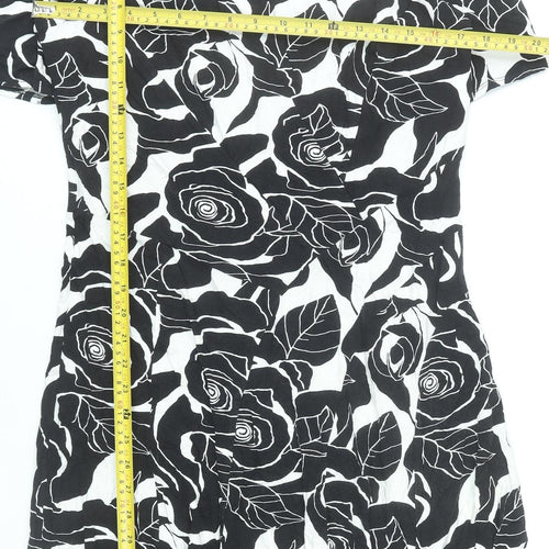 Marks and Spencer Women Black Floral Fit & Flare Dress UK 18