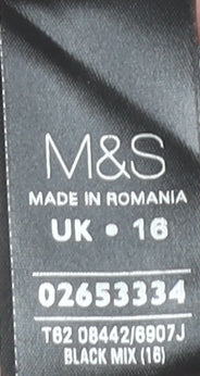 Marks and Spencer Women Black Floral Fit & Flare Dress UK 18