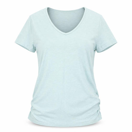 Wild South Women Green Size 14 V-Neck Cotton T-Shirt Casual