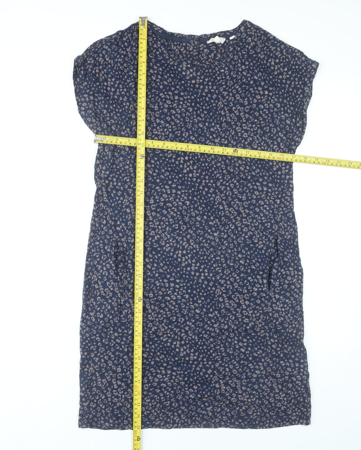 Fat Face Women’s Blue Animal Print Shift Dress Size 8 Cotton Modal