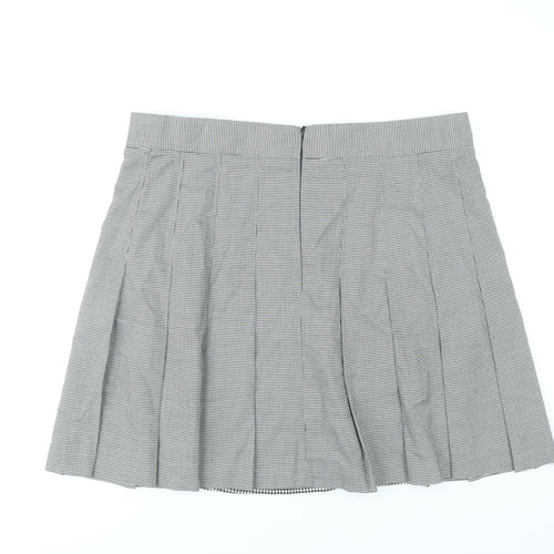 Marks and Spencer Womens Black Check Pleated Skirt Size 20 Knee Length Workwear