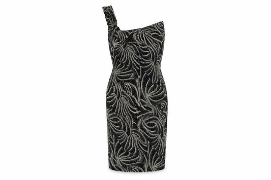 Front view of Principles Petite Women's Black Geometric Sheath Dress, size 12