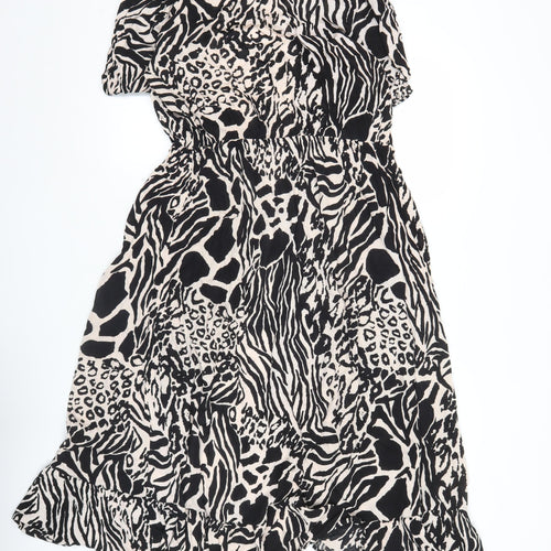 Lipsy Women’s Black Animal Print Strapless Bodycon Dress UK 6