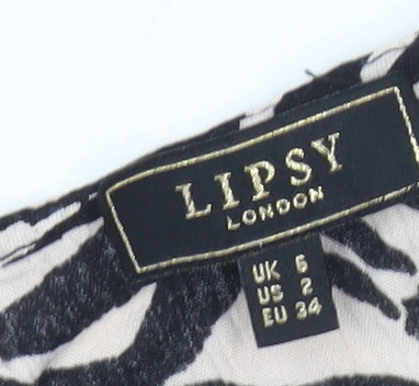 Lipsy Women’s Black Animal Print Strapless Bodycon Dress UK 6
