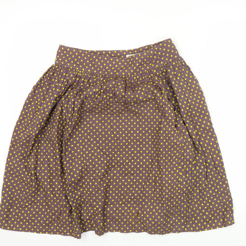 People Tree Women’s Brown Polka Dot Cotton A-Line Skirt Size 10