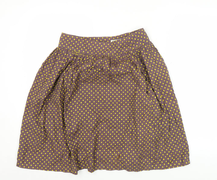 People Tree Women’s Brown Polka Dot Cotton A-Line Skirt Size 10