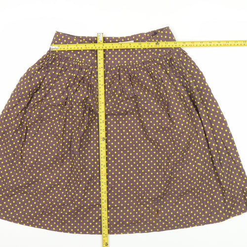 People Tree Women’s Brown Polka Dot Cotton A-Line Skirt Size 10