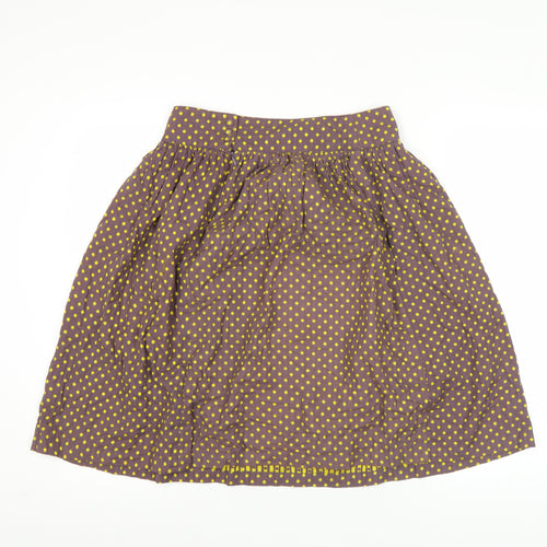 People Tree Women’s Brown Polka Dot Cotton A-Line Skirt Size 10