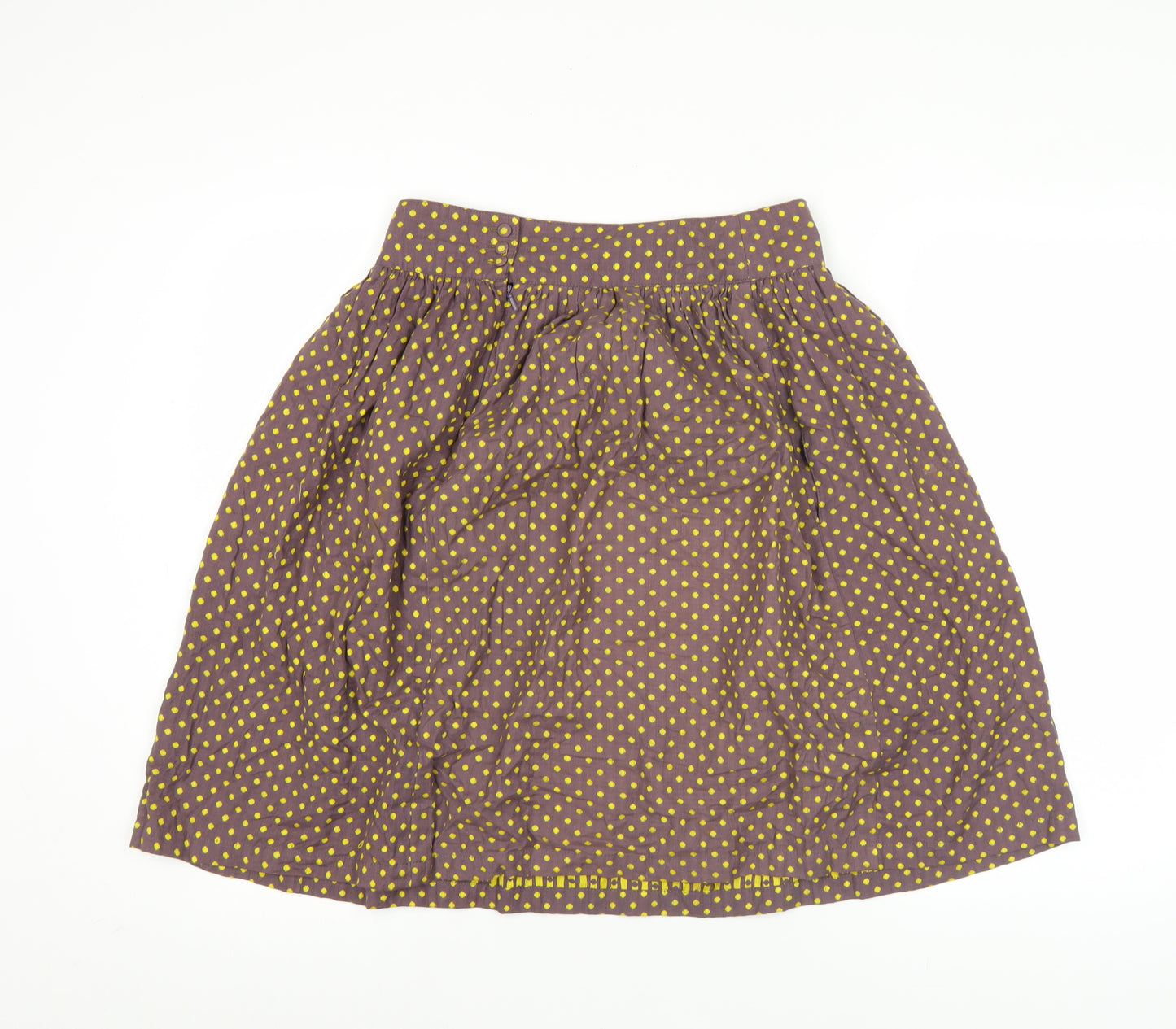 People Tree Women’s Brown Polka Dot Cotton A-Line Skirt Size 10