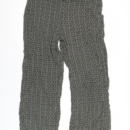 Marks and Spencer Women’s Black Geometric Wide-Leg Viscose Trousers Size 16
