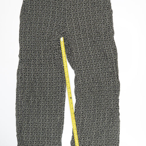 Marks and Spencer Women’s Black Geometric Wide-Leg Viscose Trousers Size 16