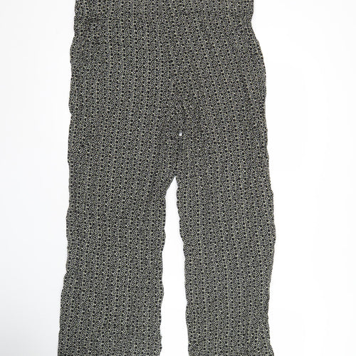 Marks and Spencer Women’s Black Geometric Wide-Leg Viscose Trousers Size 16