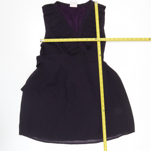 Topshop Women Purple Size 12 Sleeveless Short Wrap Dress