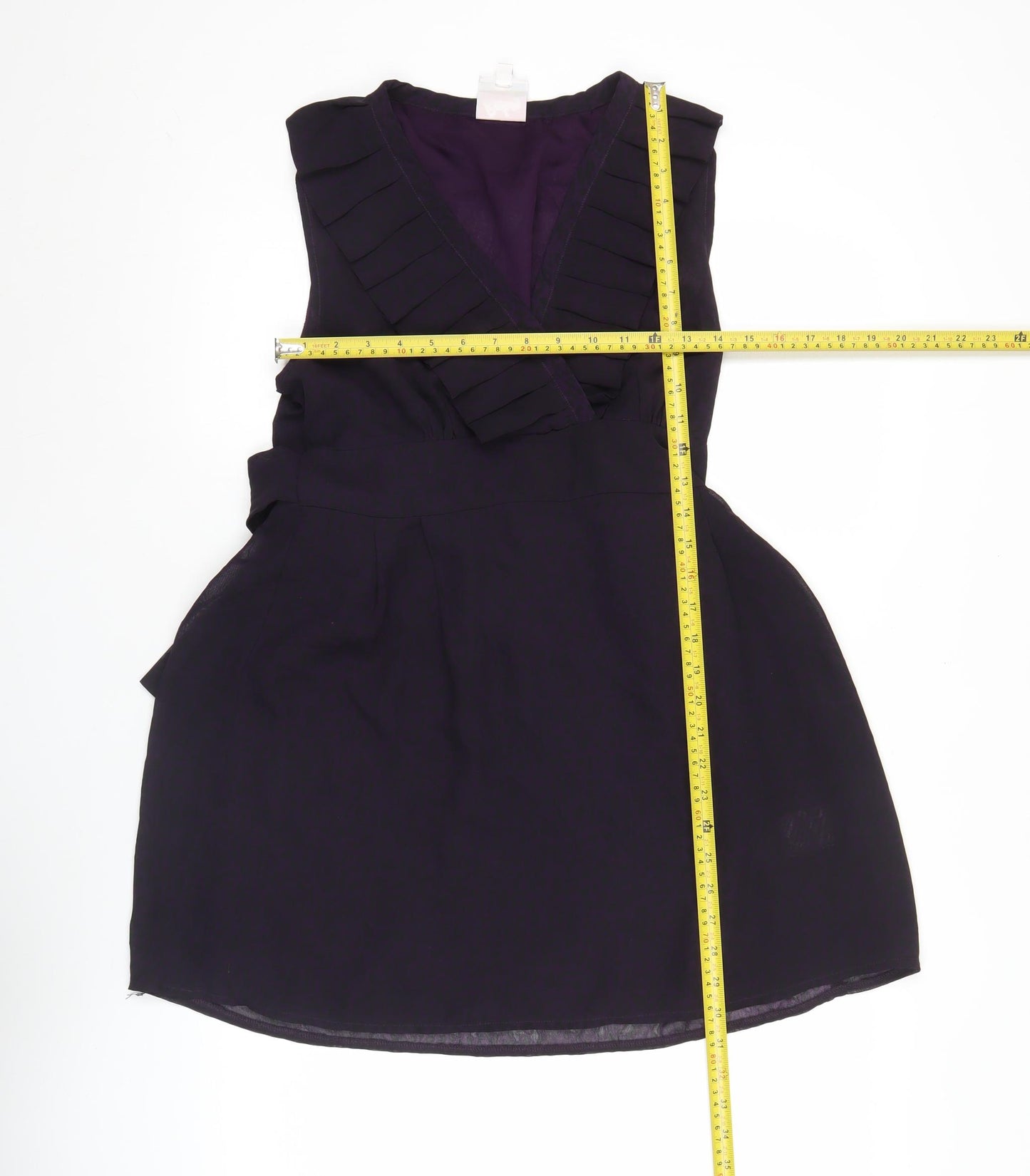 Topshop Women Purple Size 12 Sleeveless Short Wrap Dress