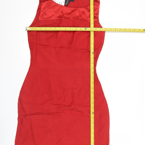 H&M Womens Red Sheath Cocktail Dress Size 8 Sleeveless Party