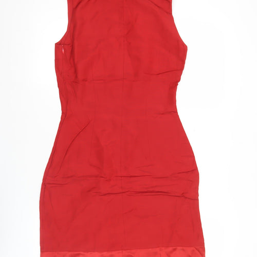 H&M Womens Red Sheath Cocktail Dress Size 8 Sleeveless Party