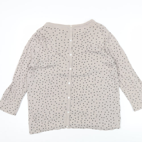 Peter Hahn Women Beige Polka Dot Cardigan Size 16 Boat Neck