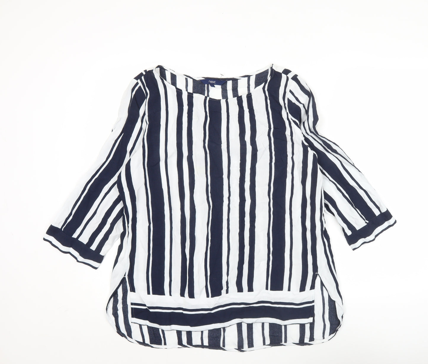 Next Women’s Blue Striped Tunic Blouse UK 14 3/4 Sleeve Viscose
