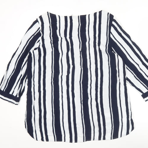 Next Women’s Blue Striped Tunic Blouse UK 14 3/4 Sleeve Viscose