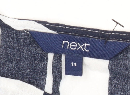 Next Women’s Blue Striped Tunic Blouse UK 14 3/4 Sleeve Viscose